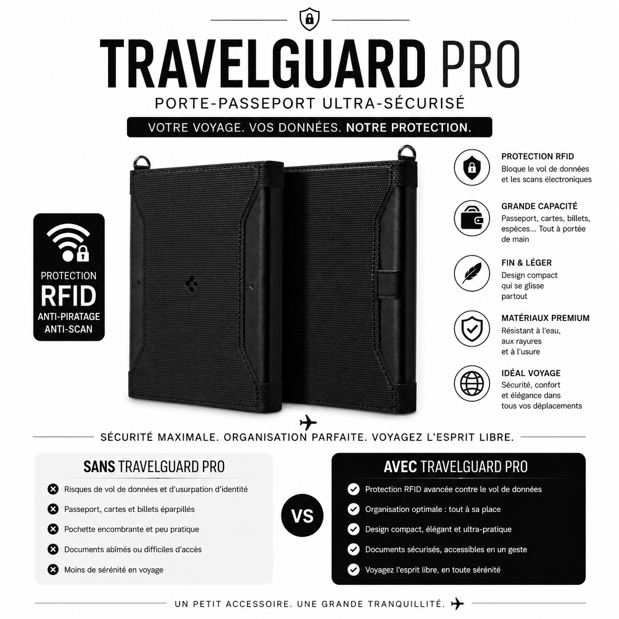 TravelGuard Pro — Porte-Passeport Ultra-Sécurisé