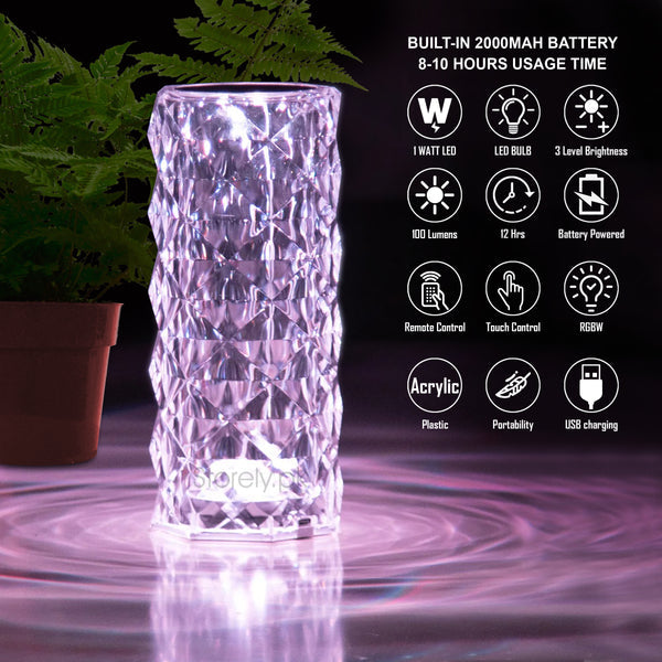 Lampe Cristal LED Tactile – Éclairez vos soirées avec élégance